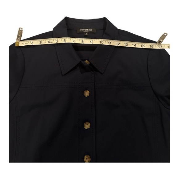 Lafayette 148 New York Kylie Short-Sleeve Navy Shirt Dress Sz 10 Classic Casual - Picture 6 of 13